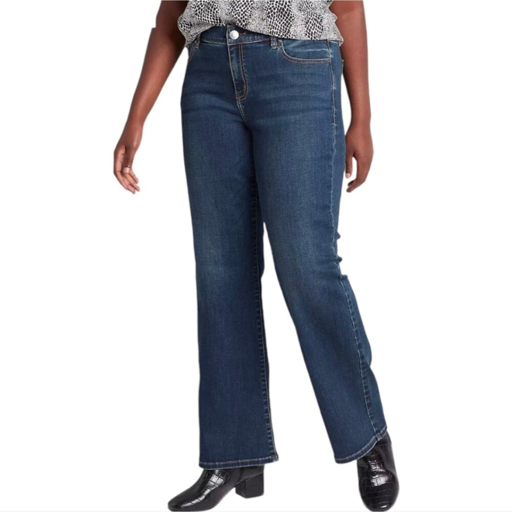 Lane Bryant Dark Wash Embellished Pockets Bootcut Flare Jeans Plus Size 22